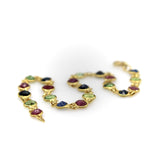Vintage 18K Gold Blue and Green Sapphire and Ruby Bracelet Kirsten's Corner 