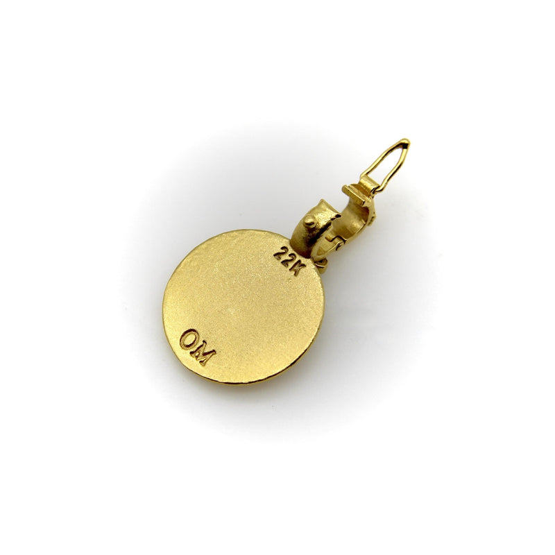 22K Gold Orly Marcel Buddha Pendant with Diamond Flower Bail Kirsten's Corner 