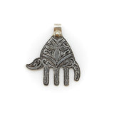 Vintage Berber Hand of Fatima/ Hamsa Sterling Silver Pendant with Abstract Motif Pendant Kirsten's Corner 
