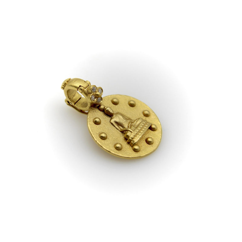 22K Gold Orly Marcel Buddha Pendant with Diamond Flower Bail Kirsten's Corner 