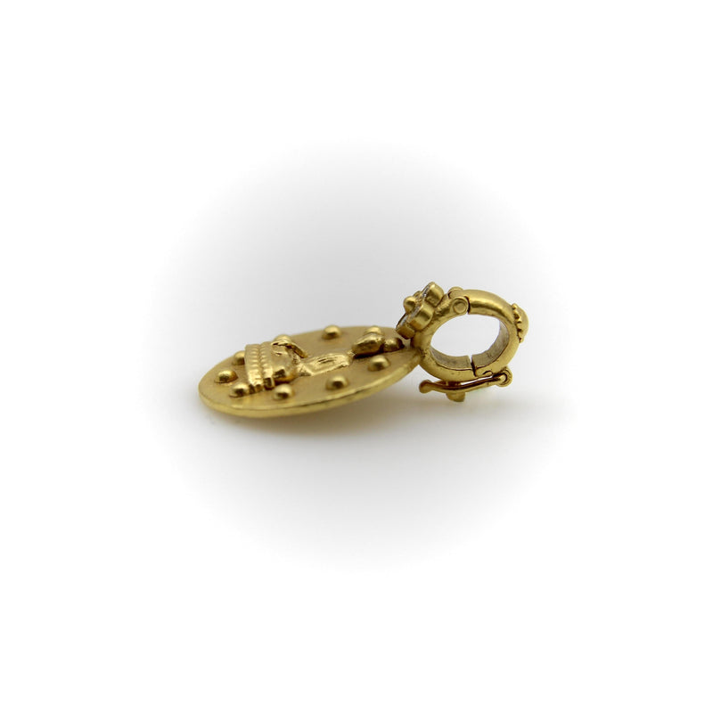 22K Gold Orly Marcel Buddha Pendant with Diamond Flower Bail Kirsten's Corner 