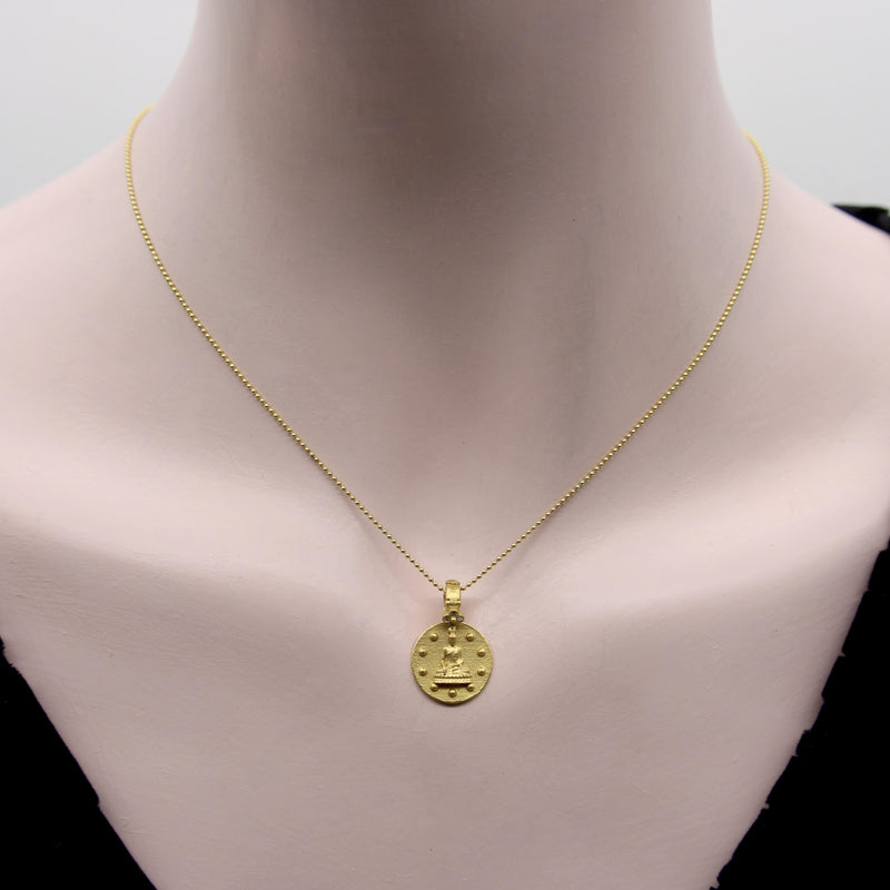 22K Gold Orly Marcel Buddha Pendant with Diamond Flower Bail Kirsten's Corner 