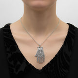 Vintage Berber Hand of Fatima/ Hamsa Sterling Silver Pendant with Central Flower Motif Pendant, Charm Kirsten's Corner 