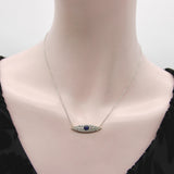 Victorian 14K Gold Diamond and Sapphire Eye-Shaped Pendant Necklace Necklace Kirsten's Corner 