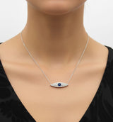 Victorian 14K Gold Diamond and Sapphire Eye-Shaped Pendant Necklace Necklace Kirsten's Corner 