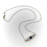 Victorian 14K Gold Diamond and Sapphire Eye-Shaped Pendant Necklace Necklace Kirsten's Corner 