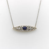 Victorian 14K Gold Diamond and Sapphire Eye-Shaped Pendant Necklace Necklace Kirsten's Corner 