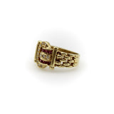 Vintage 18K Gold Diamond and Ruby Buckle Ring ring Kirsten's Corner 
