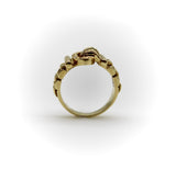 Vintage 18K Gold Diamond and Ruby Buckle Ring ring Kirsten's Corner 