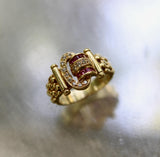 Vintage 18K Gold Diamond and Ruby Buckle Ring ring Kirsten's Corner 