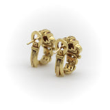 Vintage 18K Gold Diamond and Ruby Buckle Huggie Earrings Earrings Kirsten's Corner 