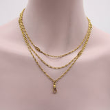 10K Gold Long Chain with Oblong and Purple Paste Stations Chain Kirsten's Corner 