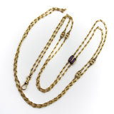10K Gold Long Chain with Oblong and Purple Paste Stations Chain Kirsten's Corner 