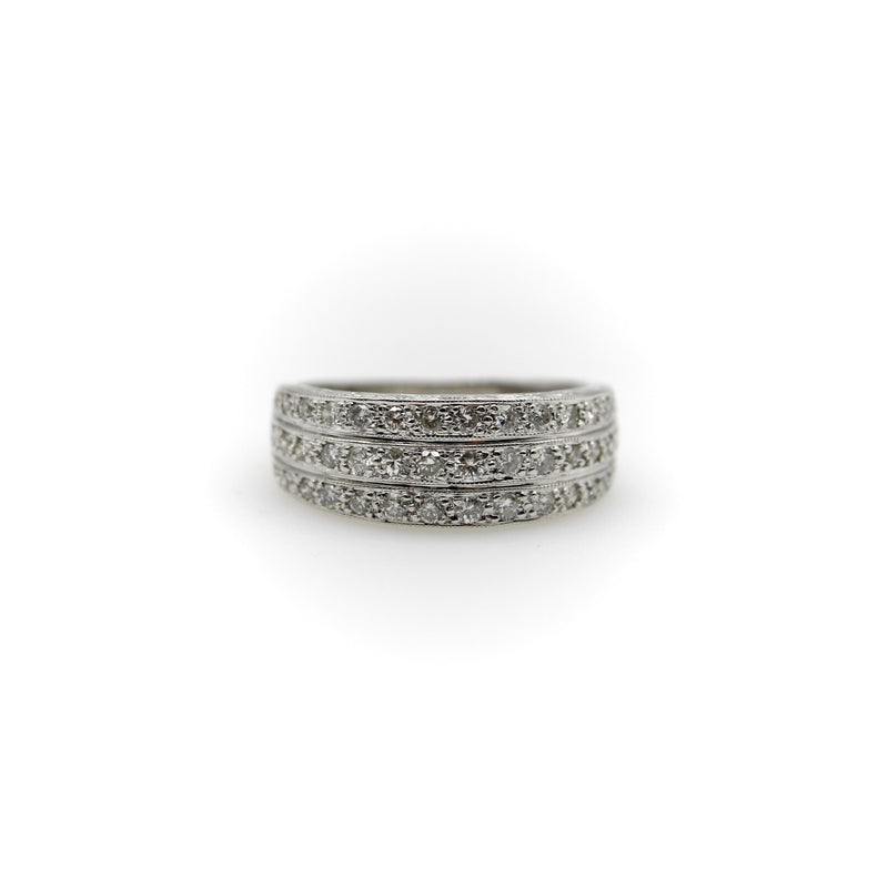 Art Deco 18K Gold Triple Row Pave Diamond Band Kirsten's Corner 