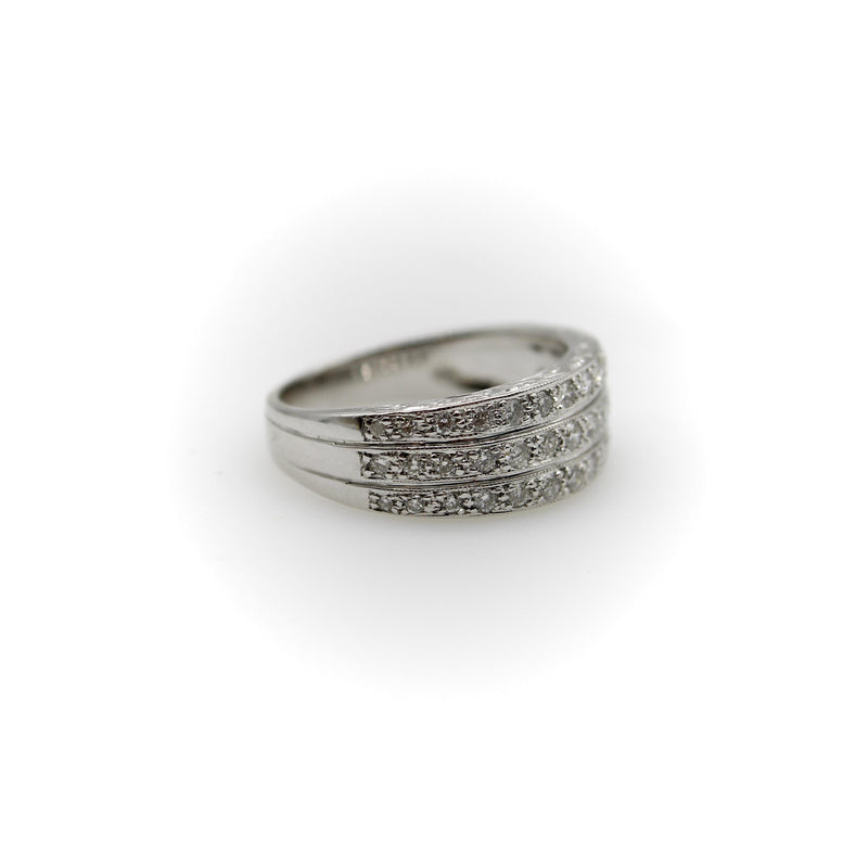 Art Deco 18K Gold Triple Row Pave Diamond Band Kirsten's Corner 