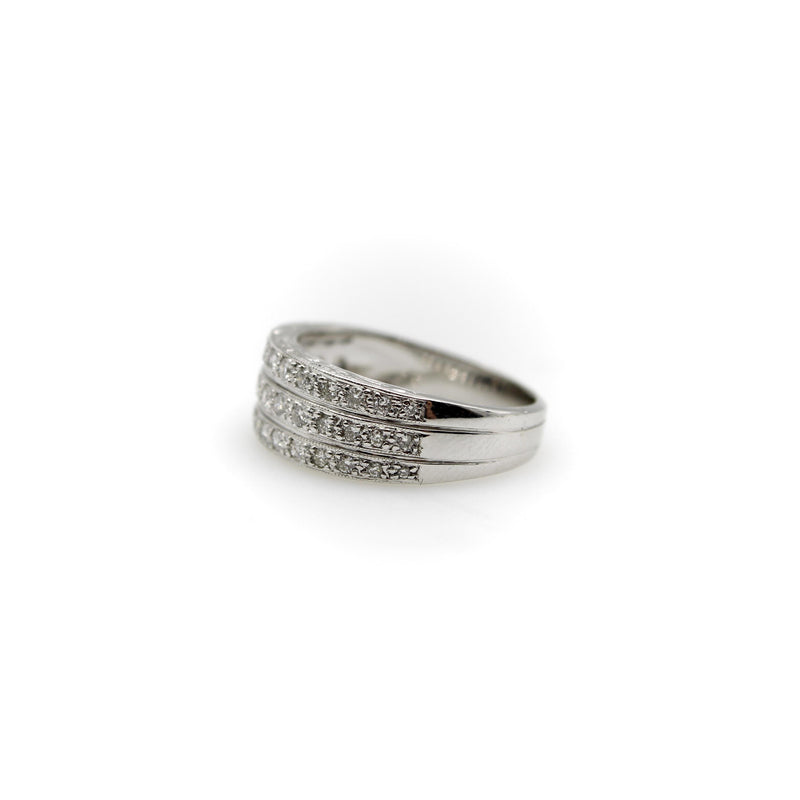 Art Deco 18K Gold Triple Row Pave Diamond Band Kirsten's Corner 