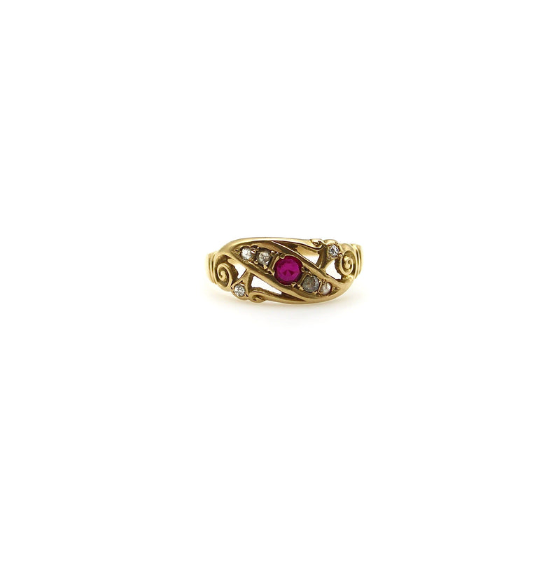 Victorian 18K Gold Ruby and Diamond Ring Ring Kirsten's Corner Jewelry 