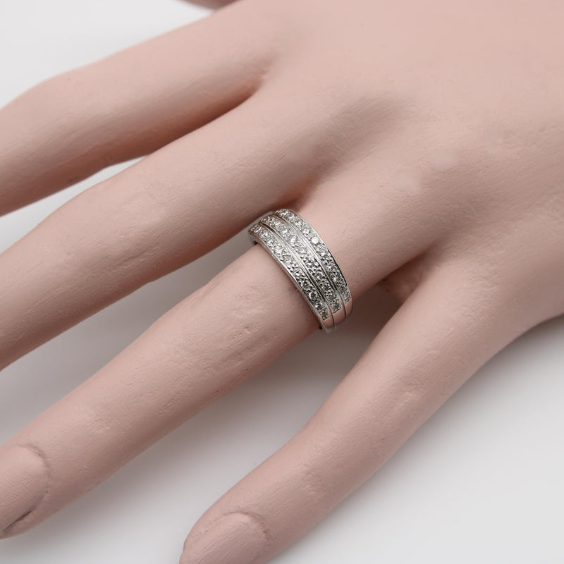 Art Deco 18K Gold Triple Row Pave Diamond Band Kirsten's Corner 