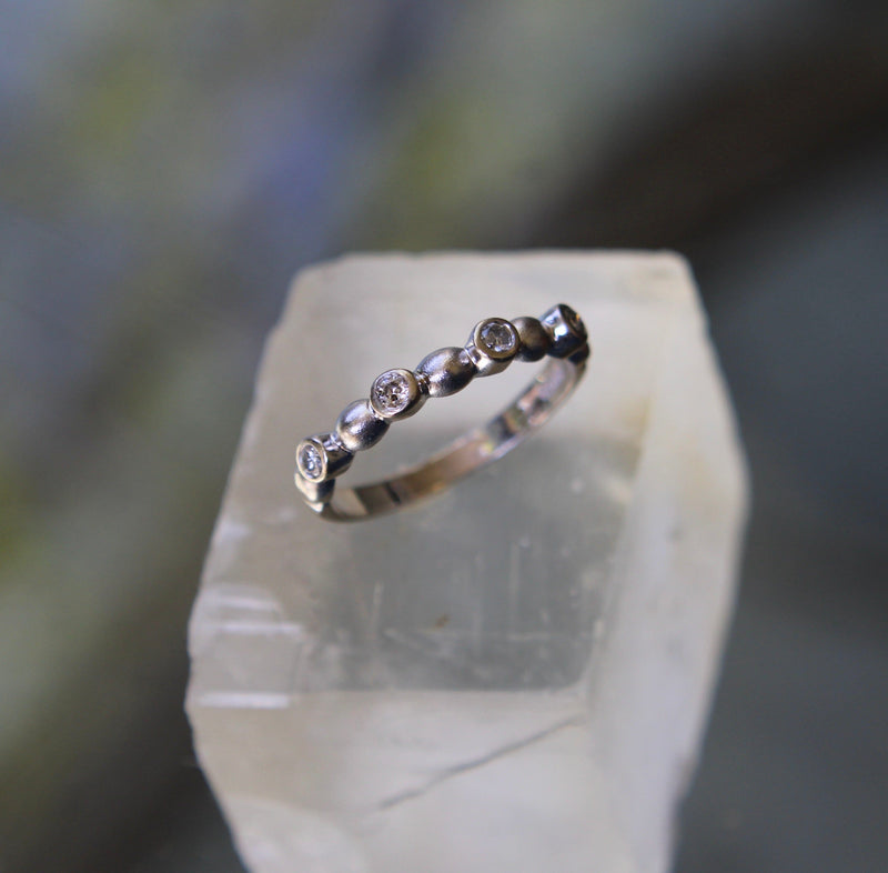 Vintage 14K White Gold Diamond Bubble Ring jewelry Kirsten's Corner 