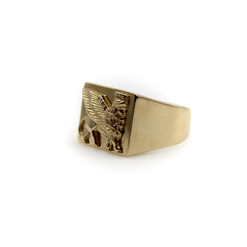 Vintage 18K Gold Lamassu Men’s Signet Ring Kirsten's Corner 