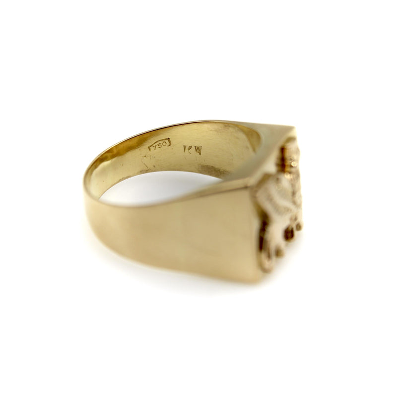 Vintage 18K Gold Lamassu Men’s Signet Ring Kirsten's Corner 