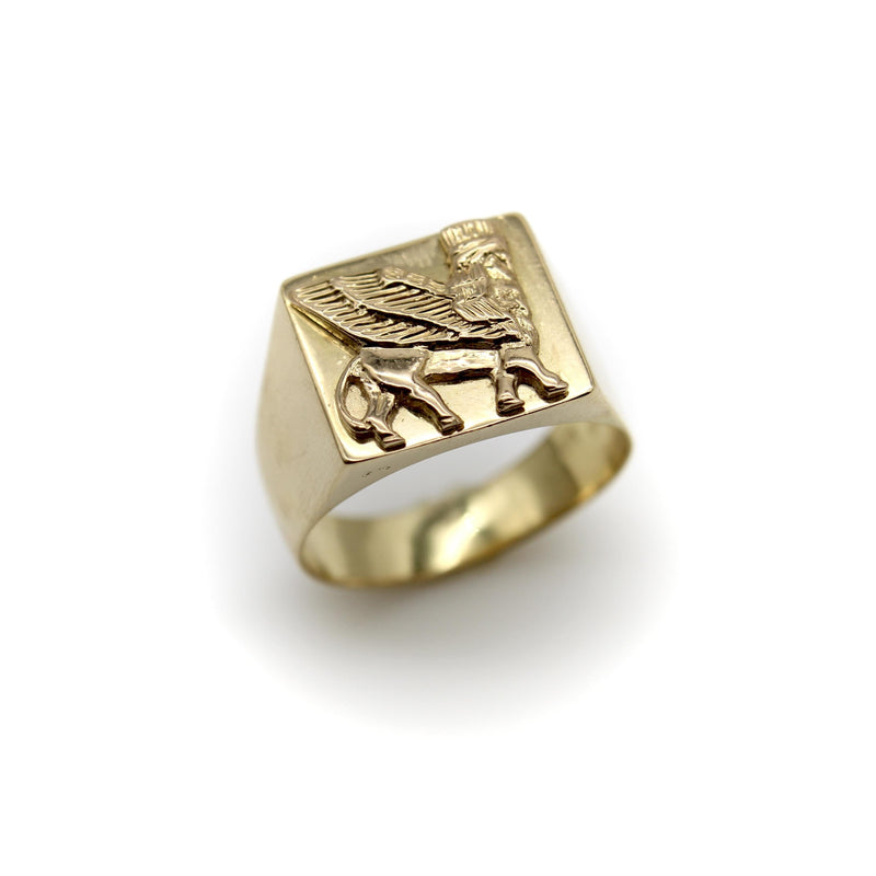 Vintage 18K Gold Lamassu Men’s Signet Ring Kirsten's Corner 