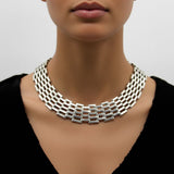 Vintage Sterling Silver Taxco Wide-Link Collar Necklace Necklace Taxco 