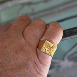 Vintage 18K Gold Lamassu Men’s Signet Ring Kirsten's Corner 