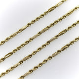Vintage 14K Gold Bar Link and Rope Chain