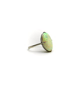 Art Deco Platinum Opal Cabochon Ring Ring Kirsten's Corner 