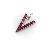 Retro Platinum World War II V for Victory Ruby Pendant Charm