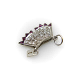 Art Deco Platinum Diamond and Ruby Chastity Belt Knickers Pendant or Charm Pendant, Charm Kirsten's Corner 