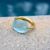 22K Gold Marie-Hélène de Taillac Milky Aquamarine Cabochon Ring jewelry Kirsten's Corner 