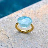 22K Gold Marie-Hélène de Taillac Milky Aquamarine Cabochon Ring jewelry Kirsten's Corner 