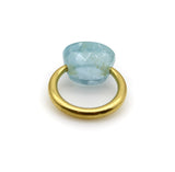 22K Gold Marie-Hélène de Taillac Milky Aquamarine Cabochon Ring jewelry Kirsten's Corner 