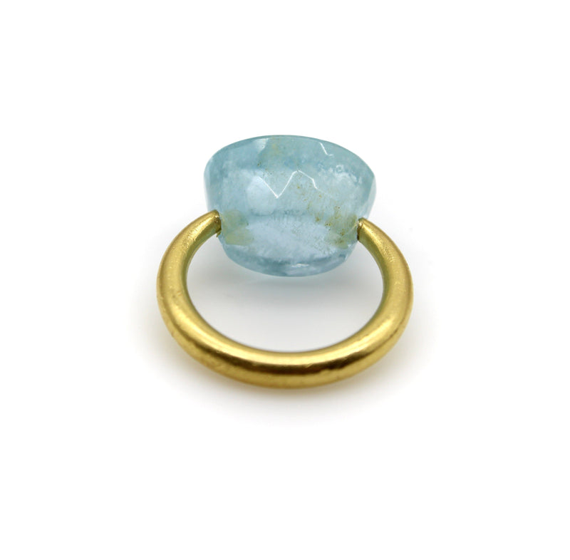 22K Gold Marie-Hélène de Taillac Milky Aquamarine Cabochon Ring jewelry Kirsten's Corner 