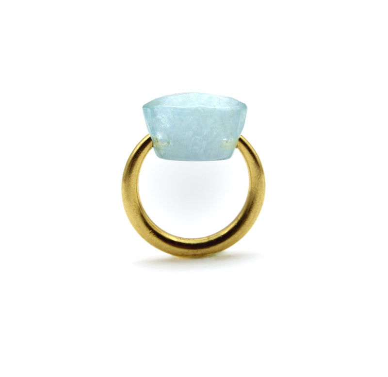 22K Gold Marie-Hélène de Taillac Milky Aquamarine Cabochon Ring jewelry Kirsten's Corner 