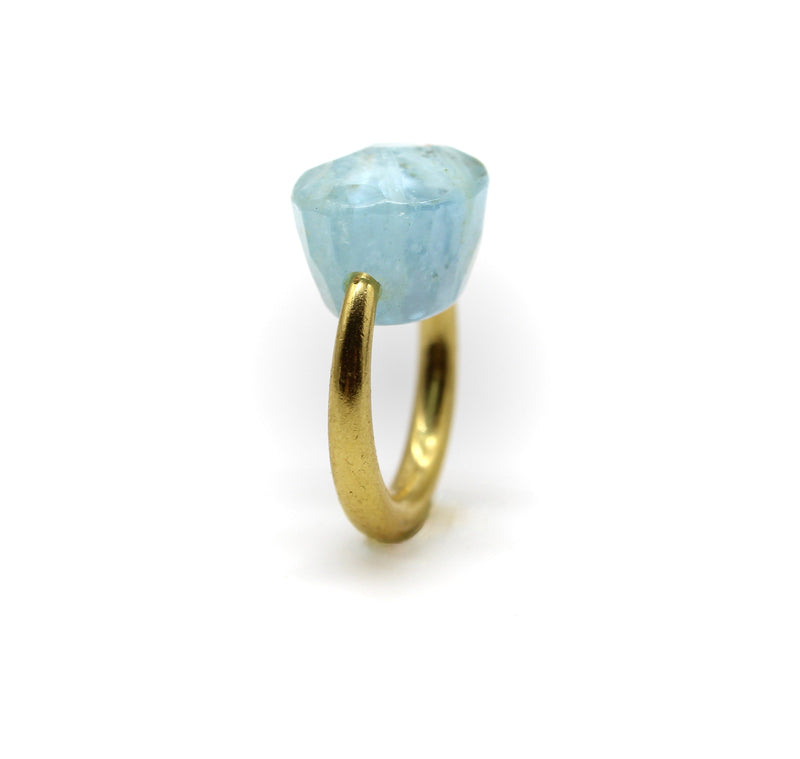 22K Gold Marie-Hélène de Taillac Milky Aquamarine Cabochon Ring jewelry Kirsten's Corner 