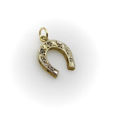 Victorian 14K Gold with Silver Front Diamond Horseshoe Charm or Pendant Pendant, Charm Kirsten's Corner 