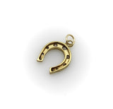 Victorian 14K Gold with Silver Front Diamond Horseshoe Charm or Pendant Pendant, Charm Kirsten's Corner 