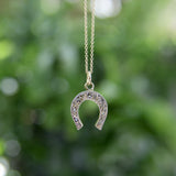 Victorian 14K Gold with Silver Front Diamond Horseshoe Charm or Pendant Pendant, Charm Kirsten's Corner 