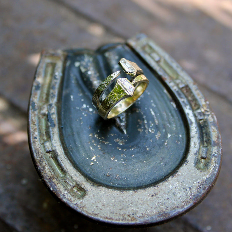 14K Gold Diamond Edwardian-Inspired Lucky Nail Ring Rings Kirsten's Corner 