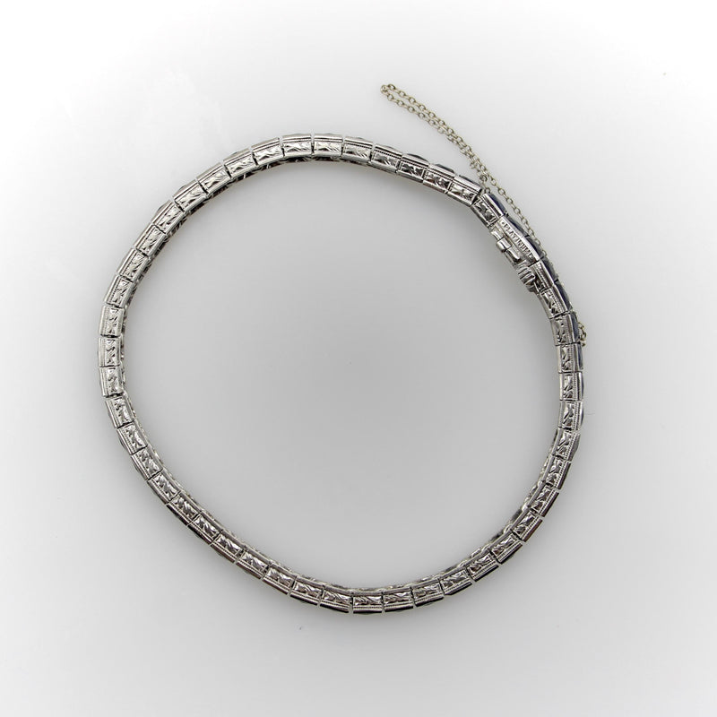 Classic Art Deco Platinum and Sapphire Line Bracelet Kirsten's Corner 