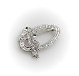 Mid-Century 14K White Gold Diamond Oval Bow Pin Brooches, Pins Kirsten's Corner 