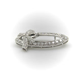 Mid-Century 14K White Gold Diamond Oval Bow Pin Brooches, Pins Kirsten's Corner 