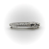 Mid-Century 14K White Gold Diamond Oval Bow Pin Brooches, Pins Kirsten's Corner 