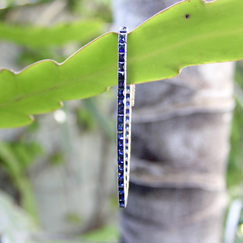 Classic Art Deco Platinum and Sapphire Line Bracelet Kirsten's Corner 