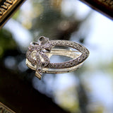 Mid-Century 14K White Gold Diamond Oval Bow Pin Brooches, Pins Kirsten's Corner 