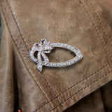 Mid-Century 14K White Gold Diamond Oval Bow Pin Brooches, Pins Kirsten's Corner 