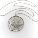 Edwardian Platinum and 18K Gold Diamond Open Work Wheat Medallion Pendant Necklace jewelry Kirsten's Corner 